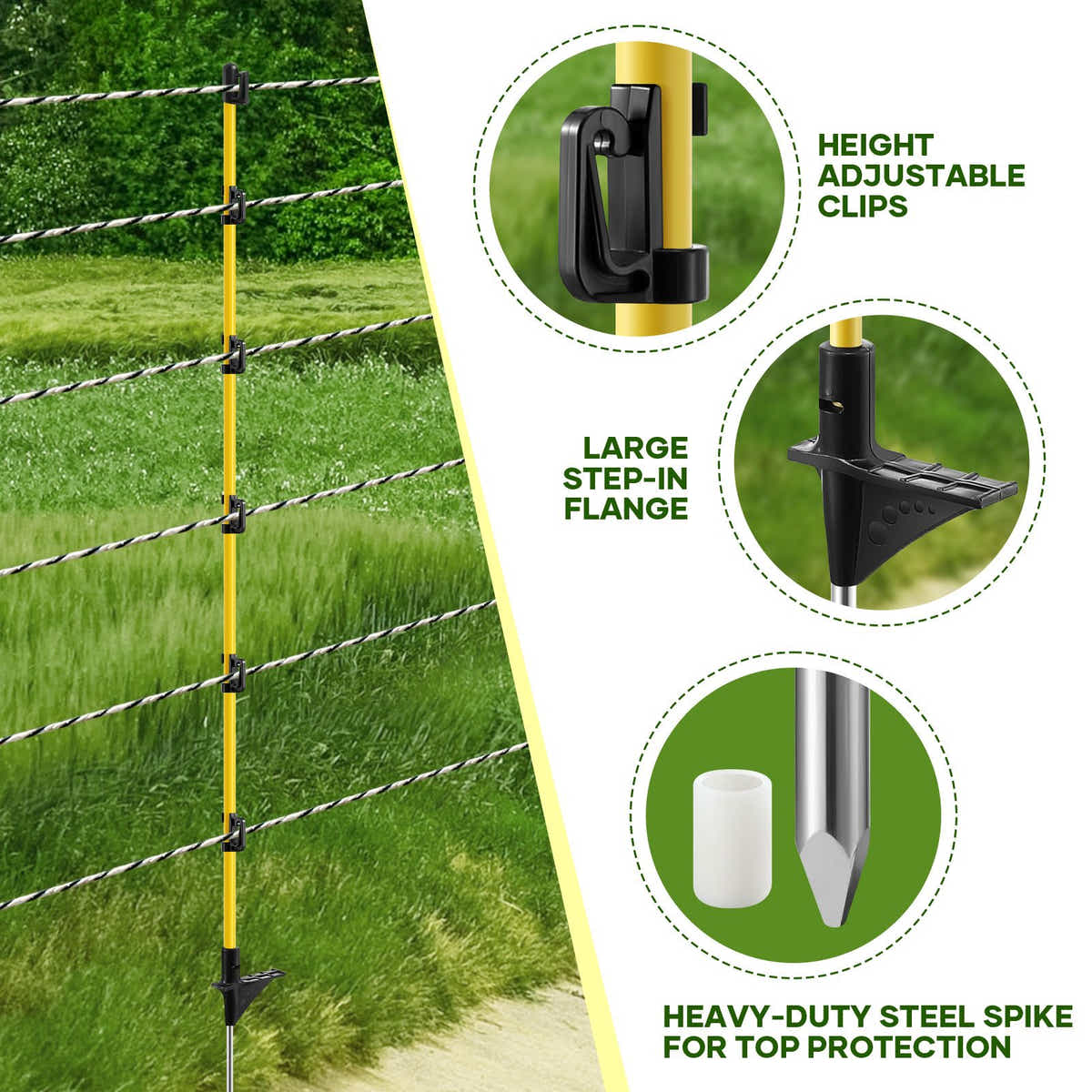 DS BD Electric Fence Post 20pcs 127cm Tread Step In Wire Temporary FencingGarden