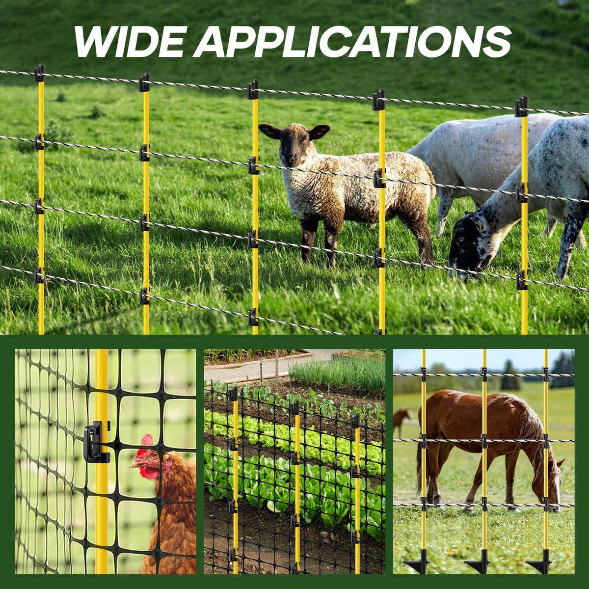 DS BD Electric Fence Post 20pcs 127cm Tread Step In Wire Temporary FencingGarden