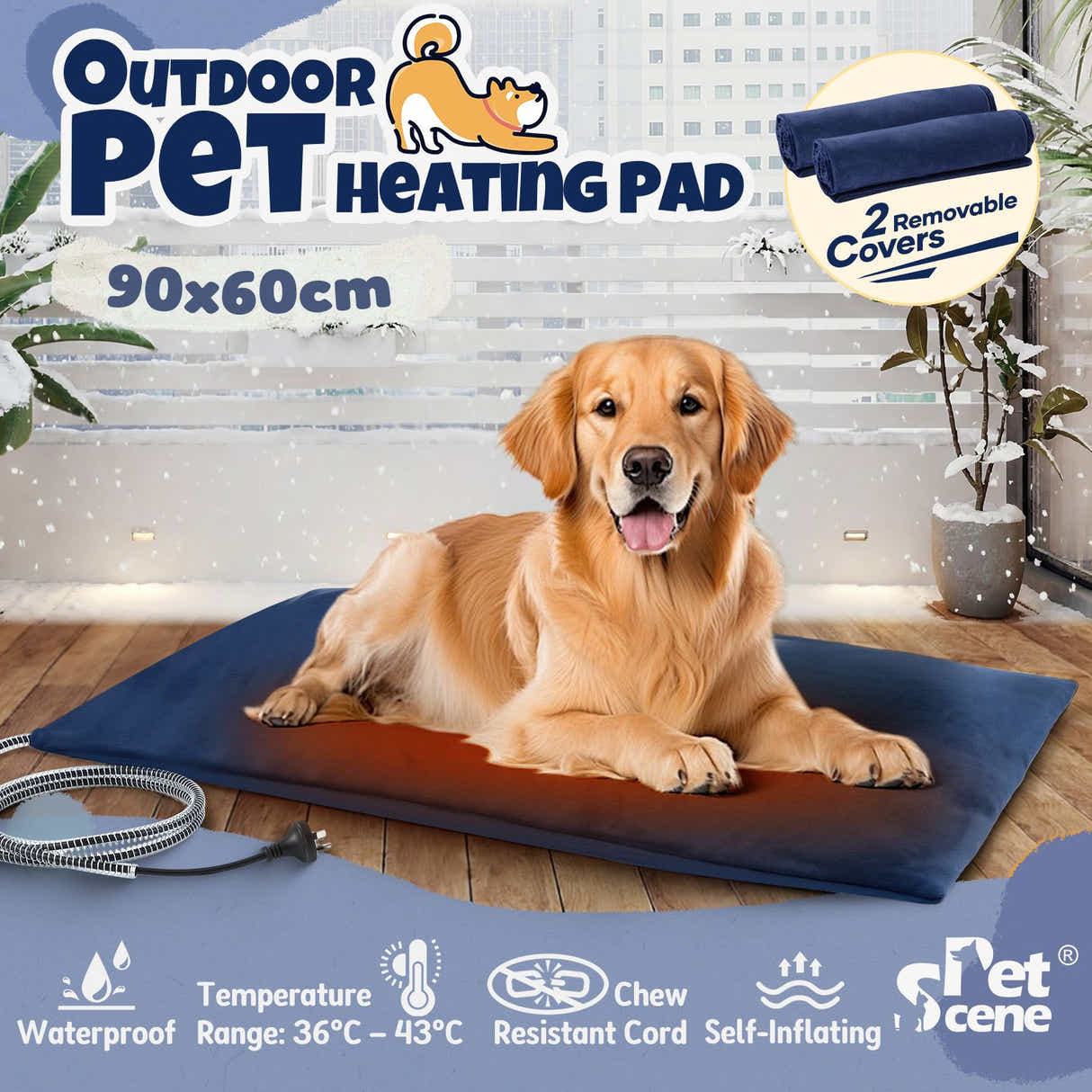 DS BD Heated Dog Pad Pet Cat Heating Bed Inflatable Electric Heater Puppy Doggy