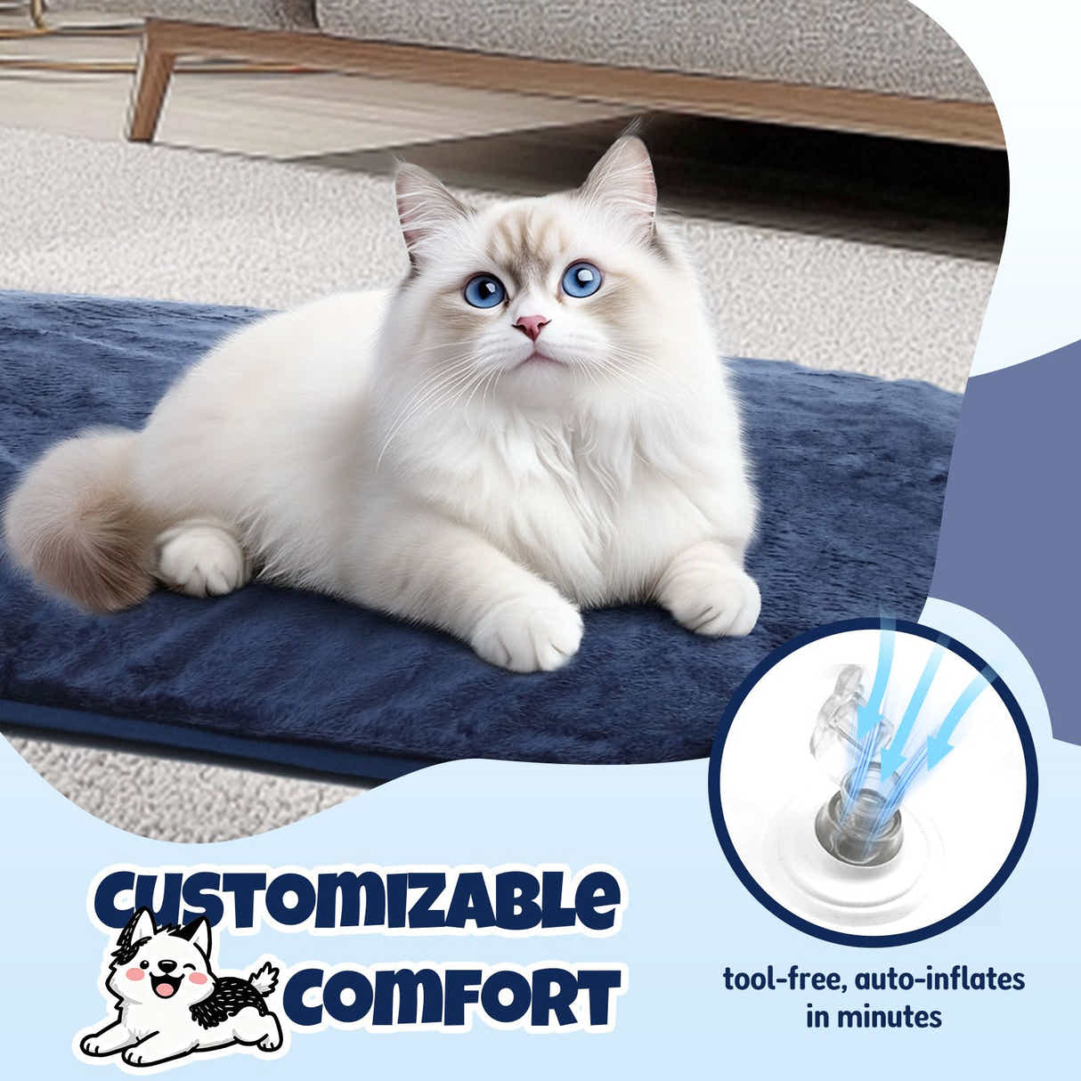 DS BD Heated Dog Pad Pet Cat Heating Bed Inflatable Electric Heater Puppy Doggy