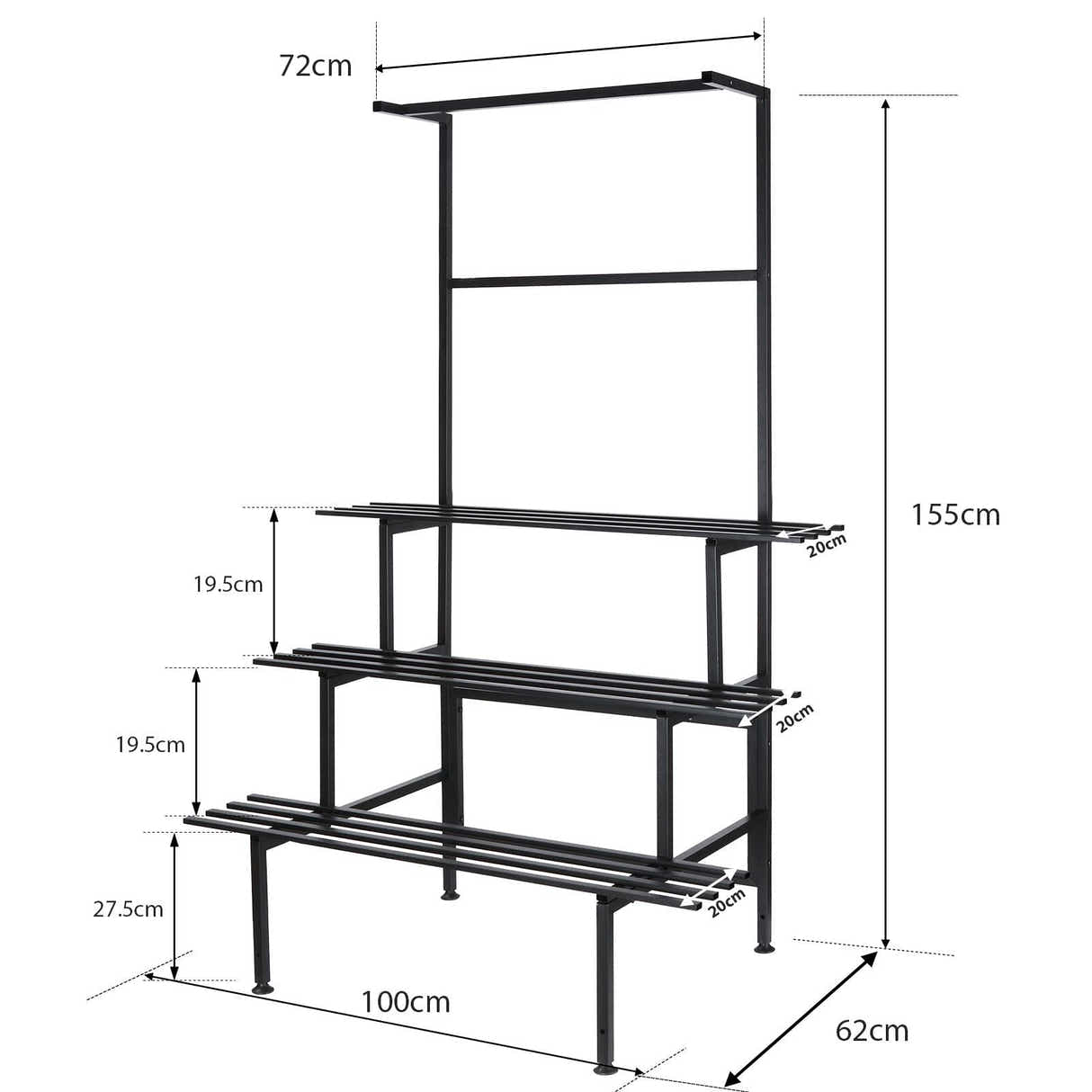 DS BD Large Metal Plant Stand Flower Pot Tall Holder Black Corner Rack Storage