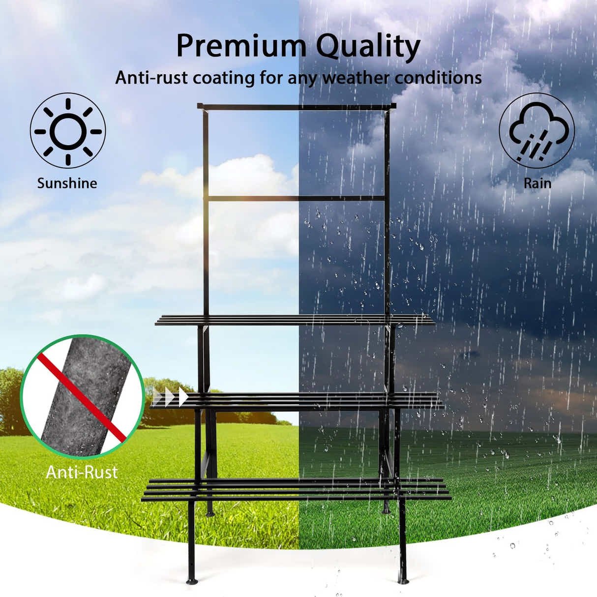 DS BD Large Metal Plant Stand Flower Pot Tall Holder Black Corner Rack Storage