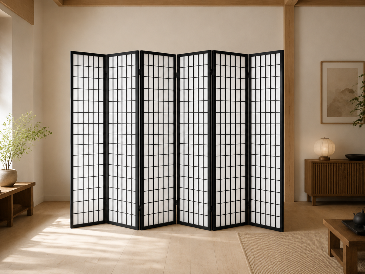6-Panel Room Divider E P1 - Black