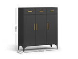 Lonna Steel Shoe Cabinet With Drawers Black