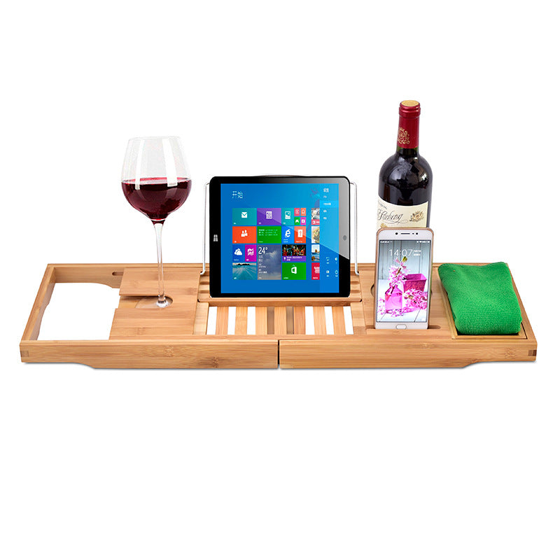 DS BS Bamboo Bathtub Caddy Tray with Extending Sides