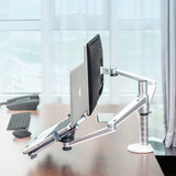 DS BS 2-in-1 Adjustable Dual Arm Desk Mounts Stand Holder Monitor and Laptop