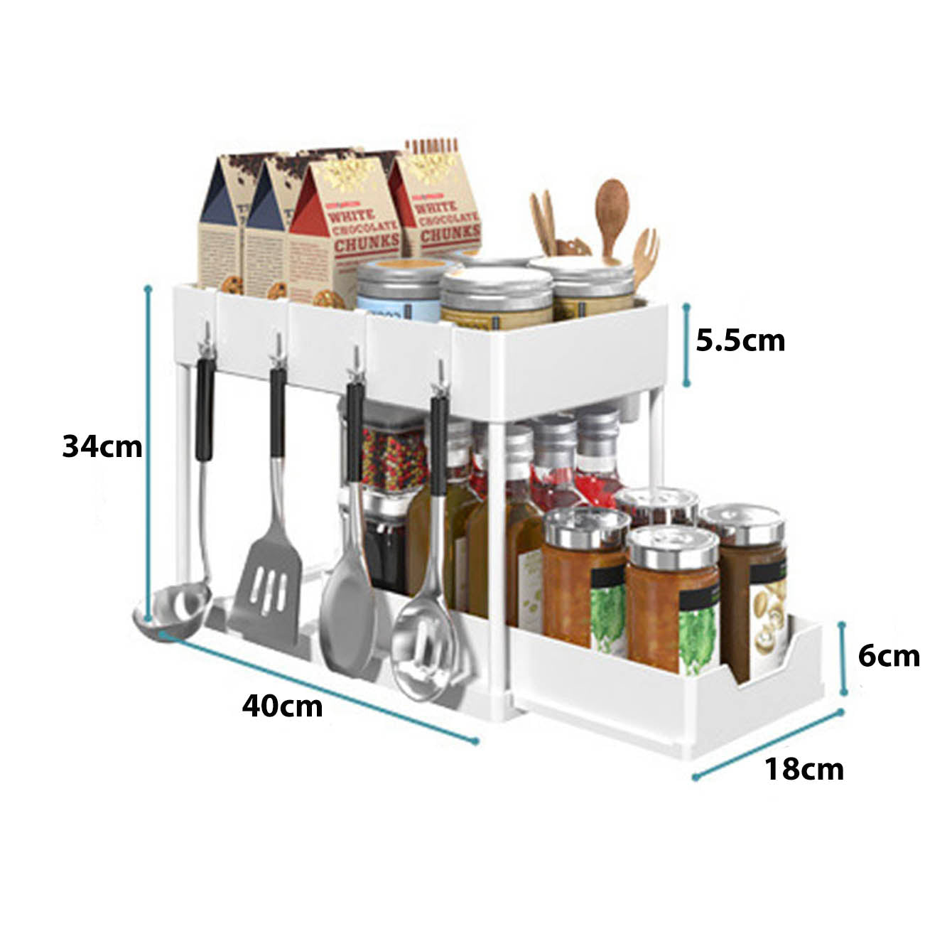 DS BS 2-Tier Kitchen/Under-Sink Slim Pull Out Sliding Storage