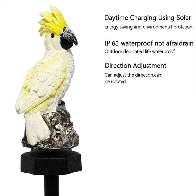 DS BS Outdoor Garden Parrot Bird Solar LED Decor Light-Yellow