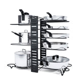 DS BS Adjustable 8 Tier Pan and Pot Lid Holder Rack