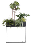 DS BS Indoor Metal Tall Rectangle Tray Plant Pot Stand-Black