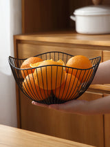 DS BS 2 Pack Lotus Leaf Shape Metal Wire Fruit Bowl Basket Black