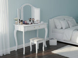 3-Mirror Dressing Table Set White - 79 cm