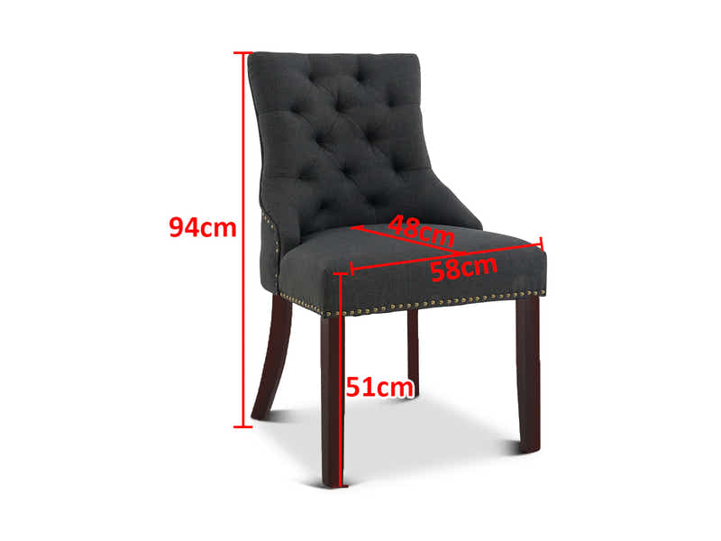 Nappi Linen Dining Chair Charcoal - Set of 2