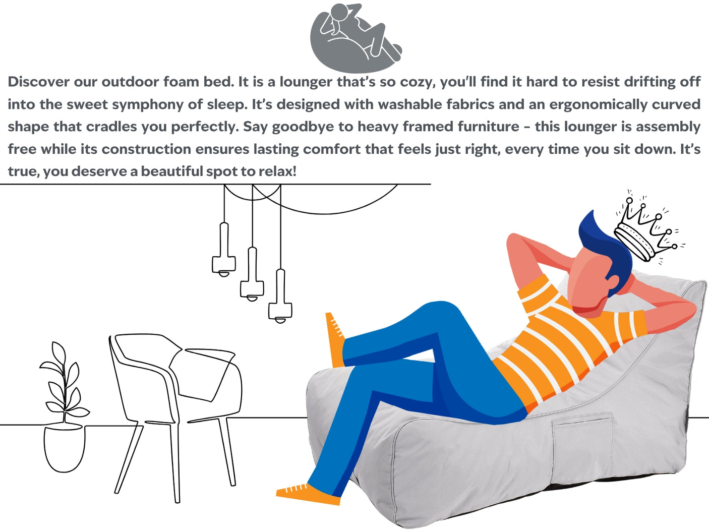 Outdoor Foam Bed White