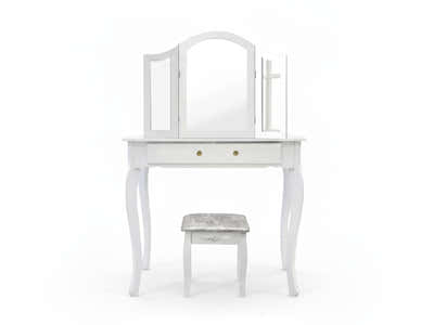 3-Mirror Dressing Table Set White - 79 cm