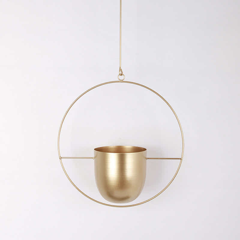 DS BS Minimalist Metal Plant Hanger Round Shape-Gold