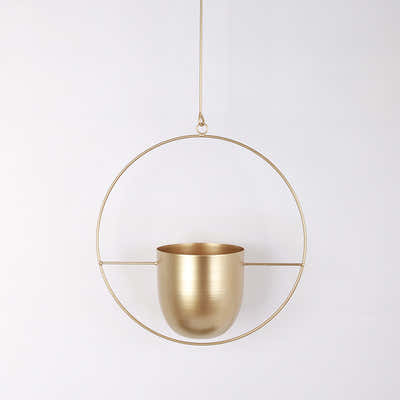 DS BS Minimalist Metal Plant Hanger Round Shape-Gold