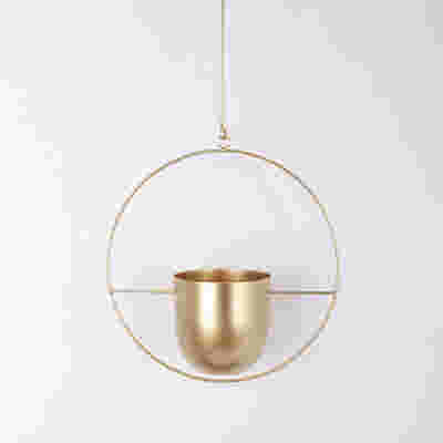 DS BS Minimalist Metal Plant Hanger Round Shape-Gold