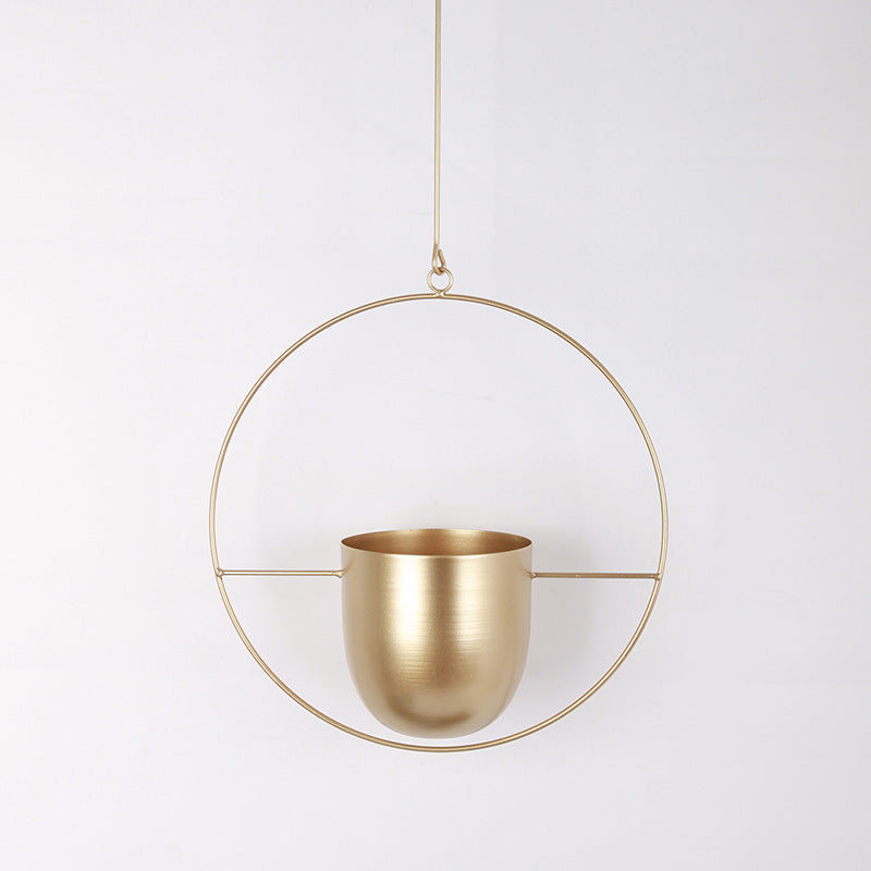 DS BS Minimalist Metal Plant Hanger Round Shape-Gold