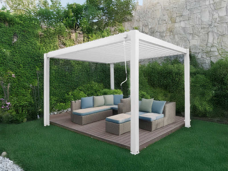 Aluminum Louvre Roof Pergola White - 3m x 4m