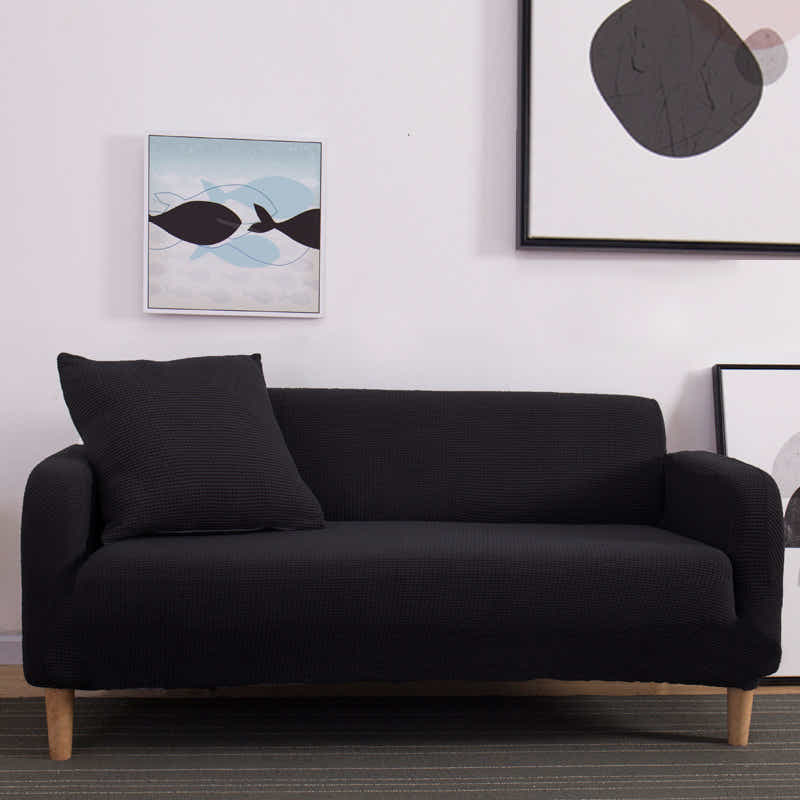 DS BS High Stretch Universal Sofa Couch Slipcover Black 2 Seat