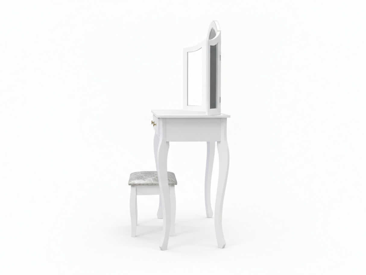 3-Mirror Dressing Table Set White - 79 cm