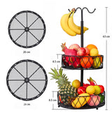 DS BS 2-Tier Fruit Basket Bowl with Banana Hanger