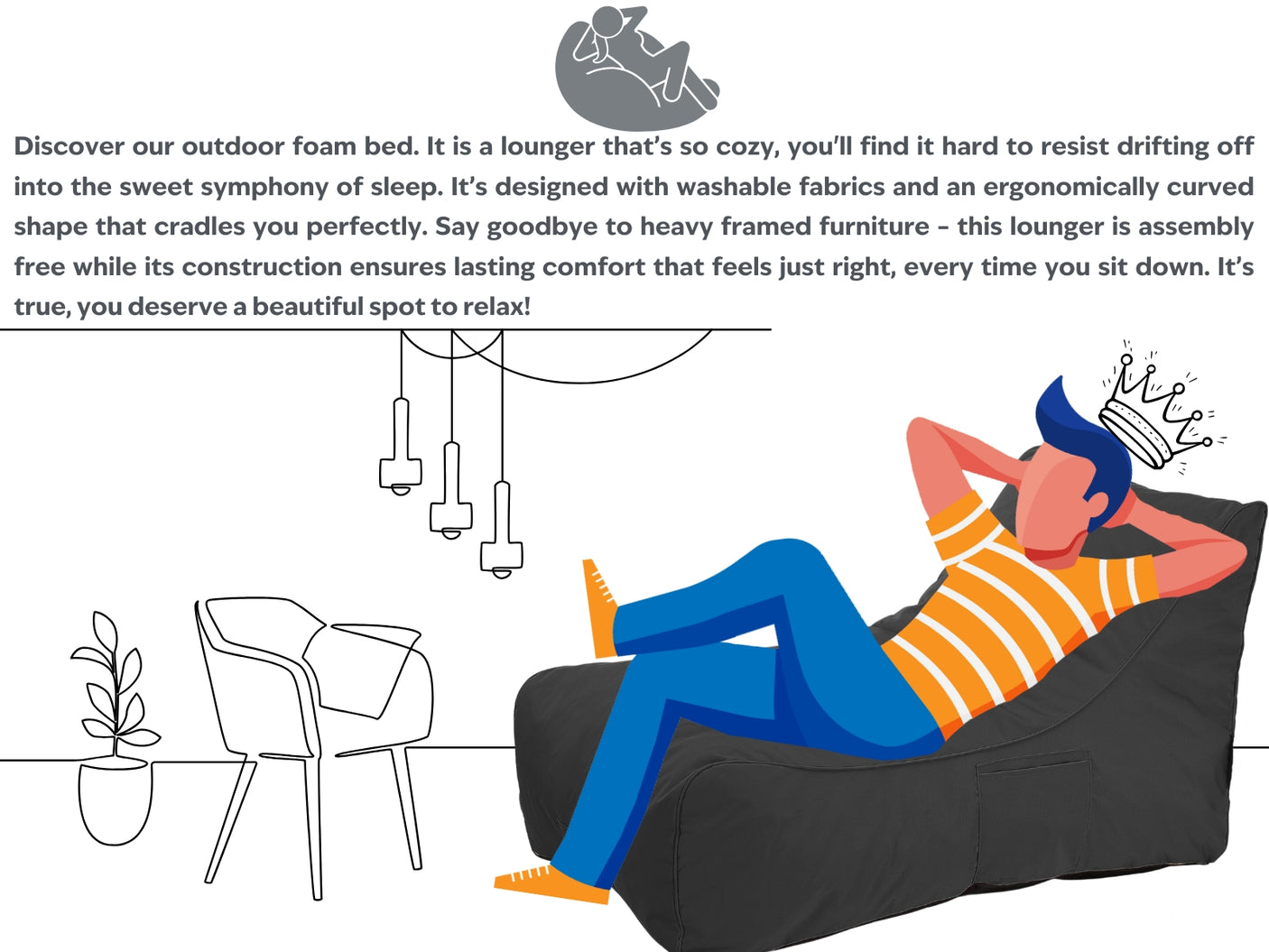Outdoor Foam Bed Black