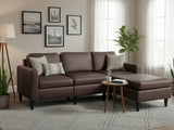 Moser PU Leather Sofa With Ottoman - Brown
