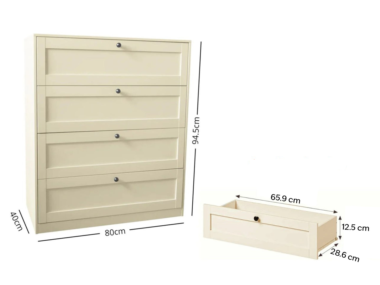 Lonna Steel 4-Drawer Tallboy - Butter Cream