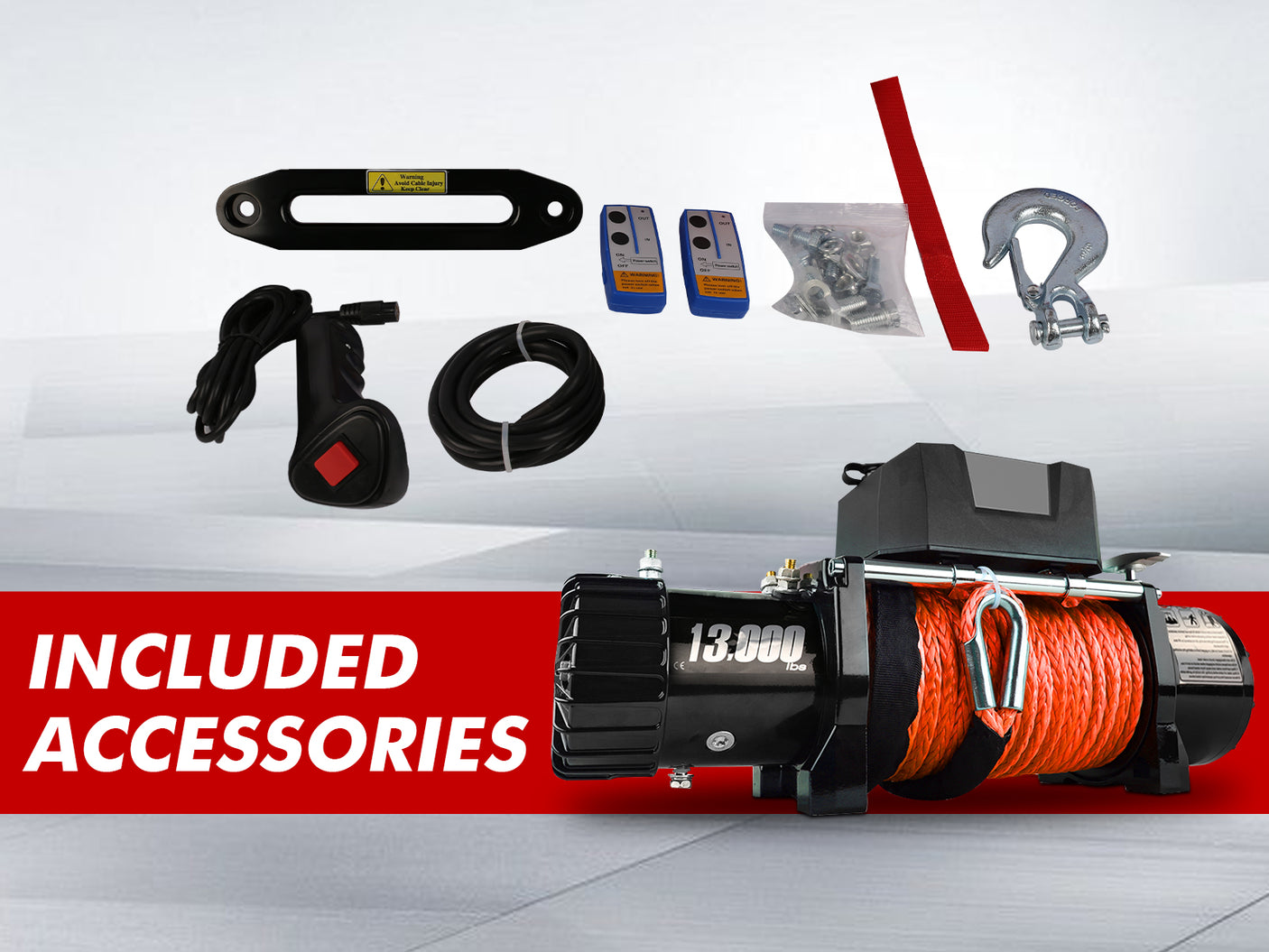 13000lbs Winch Set-Syn. Rope