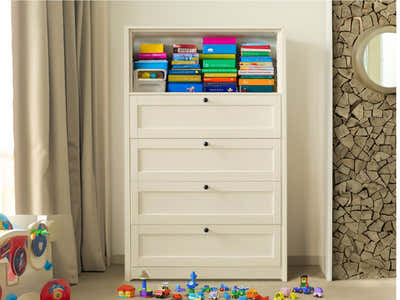 Lonna Steel 4-Drawer Tallboy with Shelf - Butter Cream