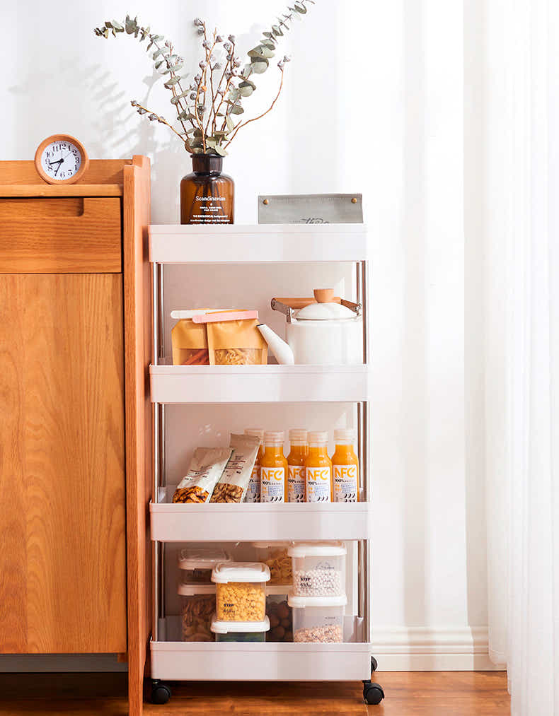 DS BS 4 Tiers Gap Storage Organizer Rack Shelf with Wheels