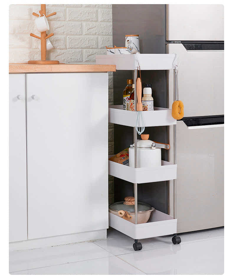 DS BS 4 Tiers Gap Storage Organizer Rack Shelf with Wheels