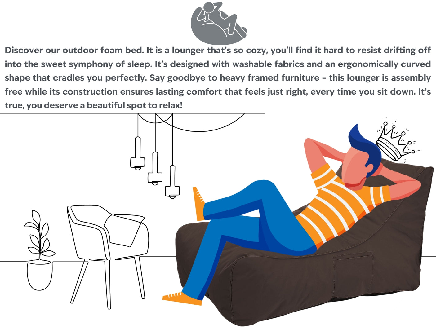 Outdoor Foam Bed Brown