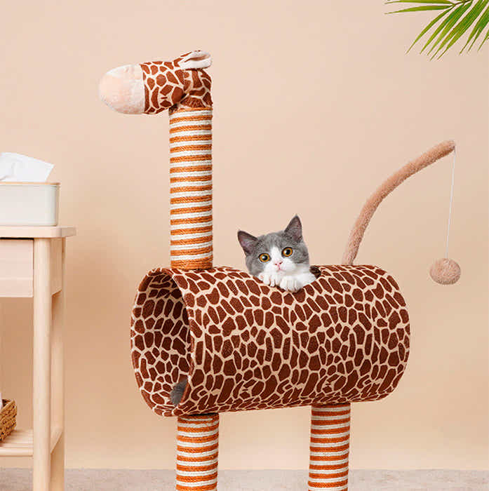 DS BS Cat Tree Tunnel Play Tree House-Giraffe