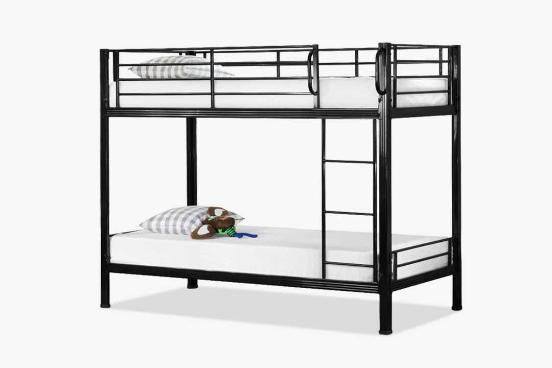 Easy Fix Metal Bunk Bed - Black & Mattress Bon10 Single x2