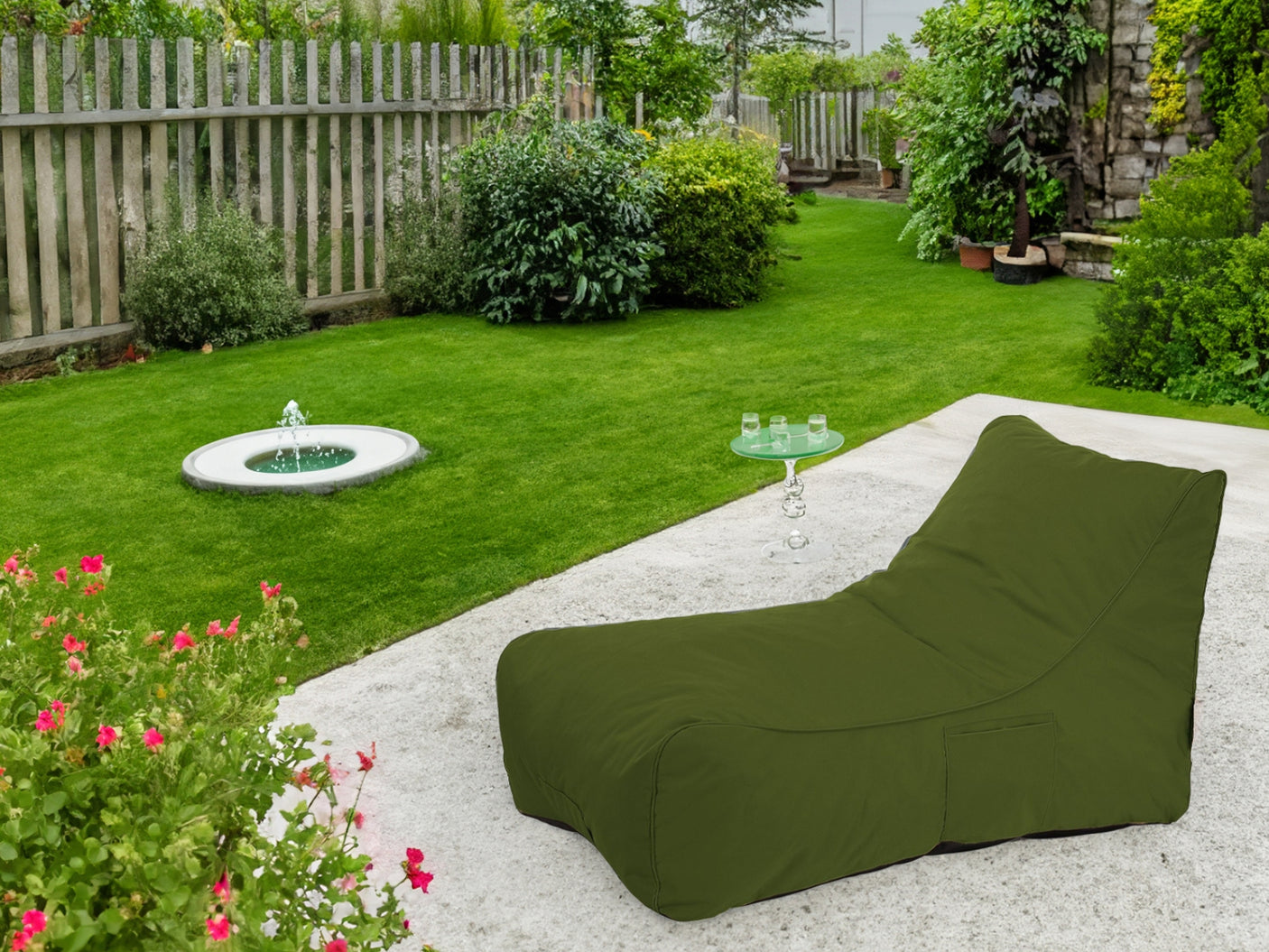 Outdoor Foam Bed Olive Green