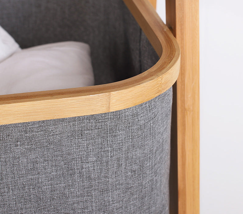 DS BS Natural Bamboo 3-Tier Laundry Basket Rack