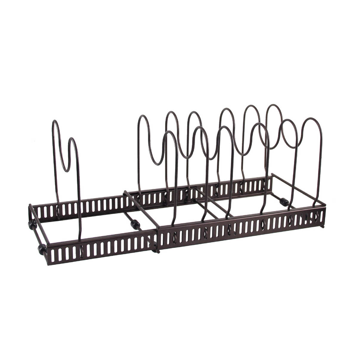 DS BS Adjustable Pot Lid Organizer Dividers Rack 7 Grid-Bronze