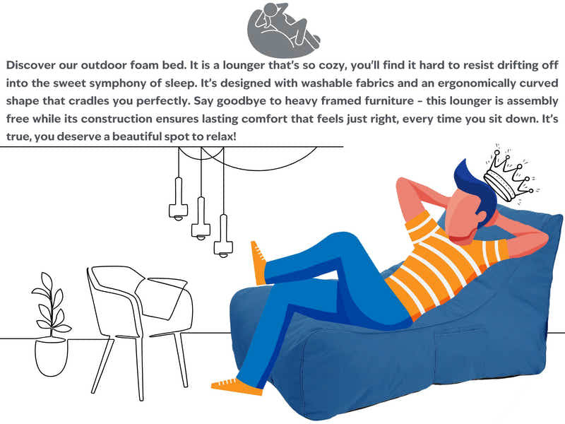 Outdoor Foam Lounger Bed - Blue