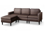 Moser PU Leather Sofa With Ottoman - Brown