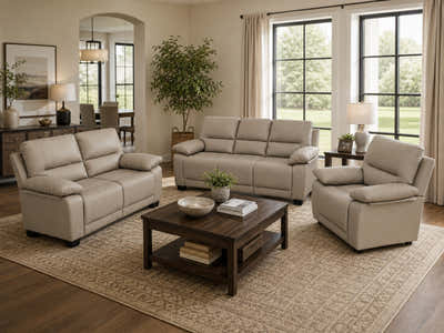 Nelda Cat Paw Leather Sofa Set - Brown