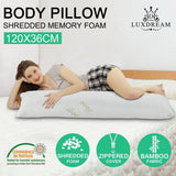 DS BD Body Pillow Support Long Bamboo Cover Memory Foam Luxdream
