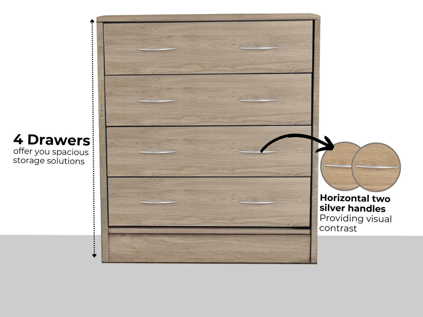 Bardalona 4-Drawer Oak