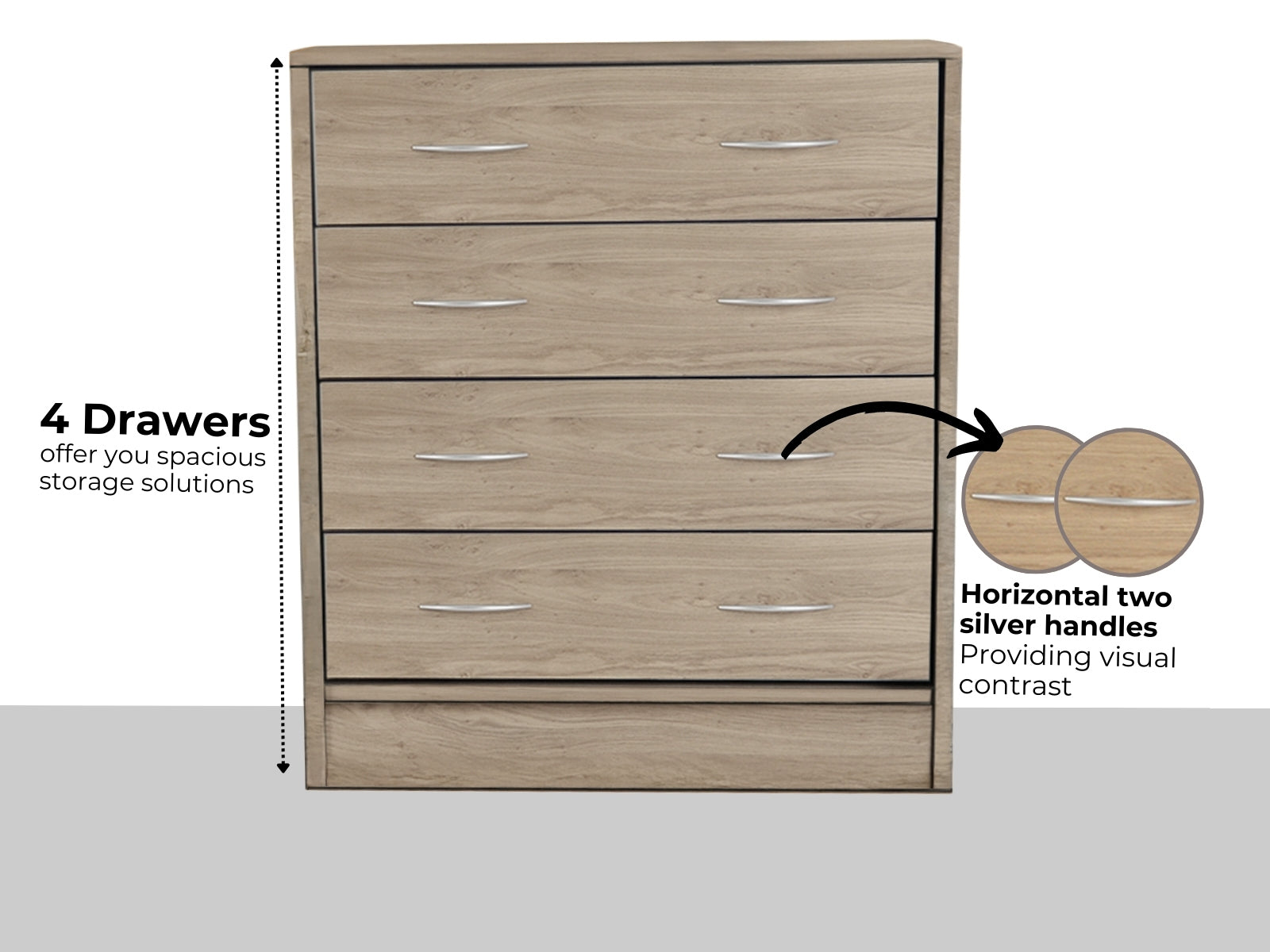 Bardalona 4-Drawer Chest - Oak