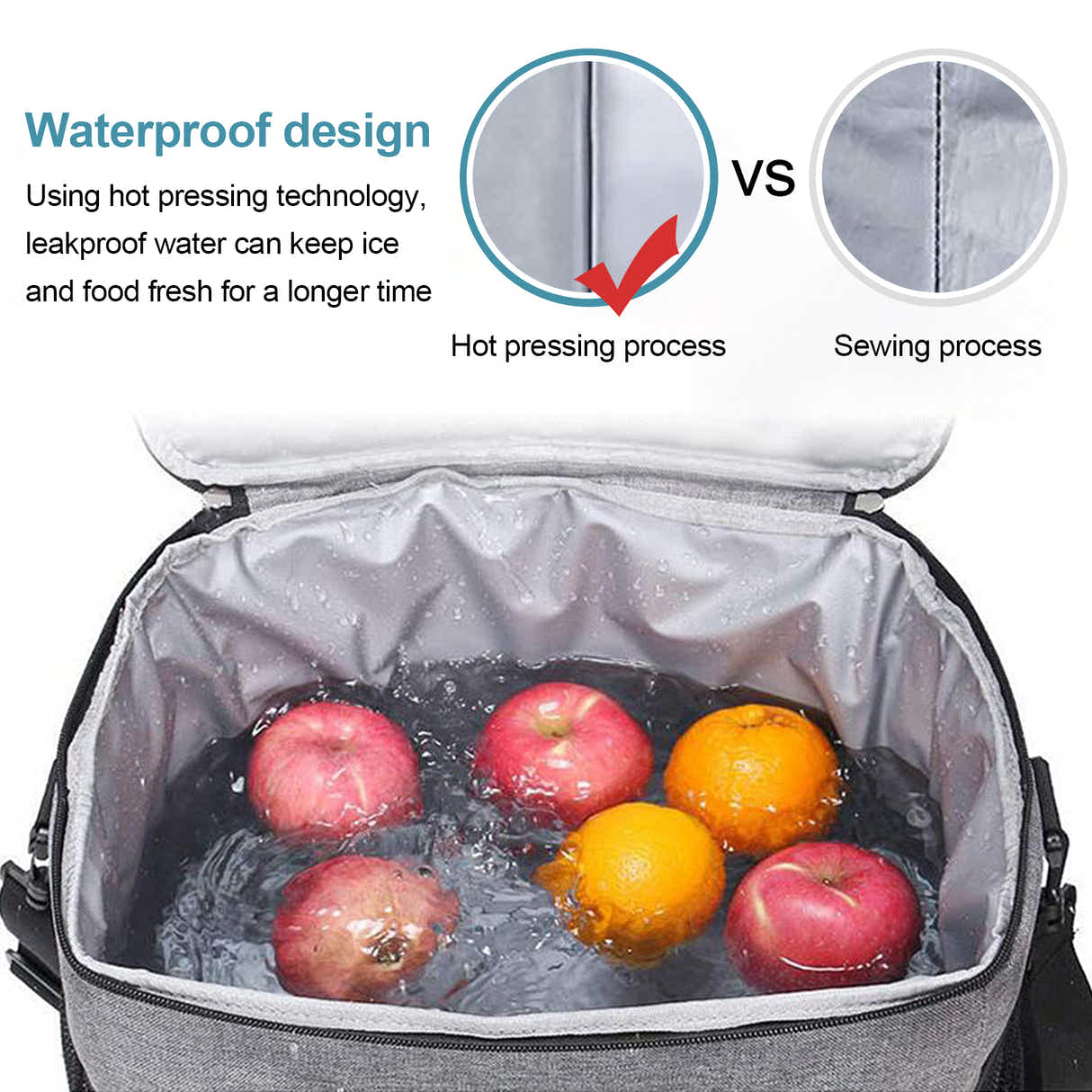 DS BS 14L Large Capacity Insulated Cooler Leakproof Tote Bag-Grey