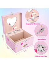 DS BS Girl's Musical Jewelry Storage Box With Spinning Unicorn- Pink