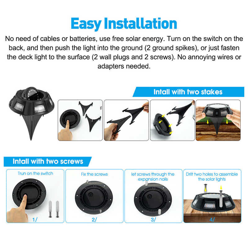 DS BS 22 LED Solar Garden Lawn Path Ground Lights-4 Pack
