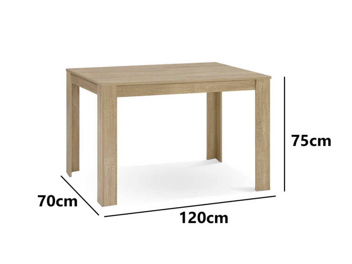 Skog Wooden Dining Table - 120 cm & Giesle PU Dining Chair Dark Brown - Set of 4